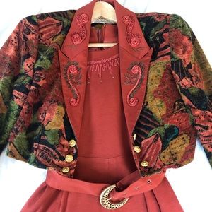 Vintage 3 Piece Bolero Jacket Dress & Belt by Yellow Cab Co Size Small or 6